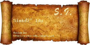 Simkó Ida névjegykártya