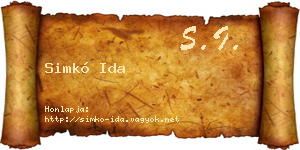 Simkó Ida névjegykártya